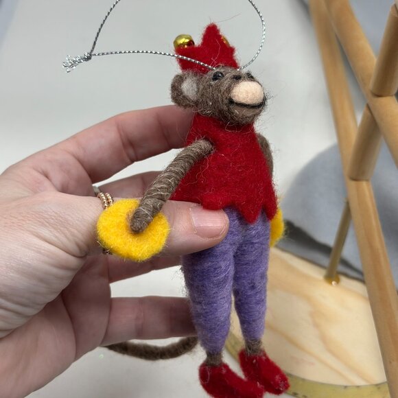 Felted Monkey Christmas Ornament – Band of Friends | Circus Style Ornament - Picture 3 of 10
